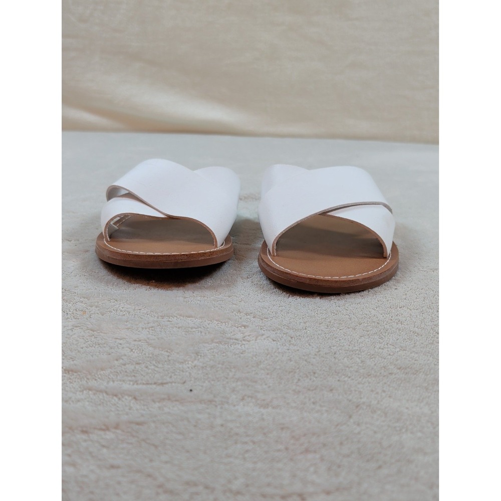 Faded Glory Womens‎ White Crisscross Slide Sandals Flat Summer Shoes Size 9 - Picture 2 of 7